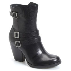 Kork-Ease Anki Moto Boot Black Women's 6 Leather